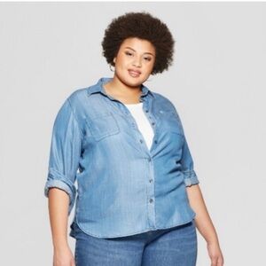 Ava & Viv Long Sleeve Chambray Top